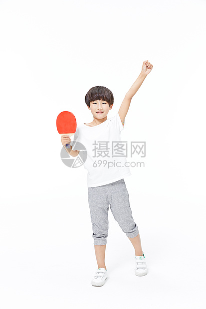 乒乓球少年做胜利手势图片