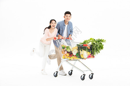 小夫妻购物消费买菜幸福高清图片素材