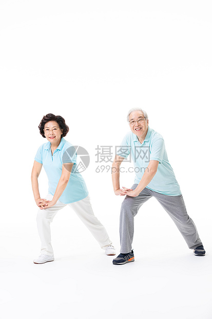 老年夫妇运动拉伸图片