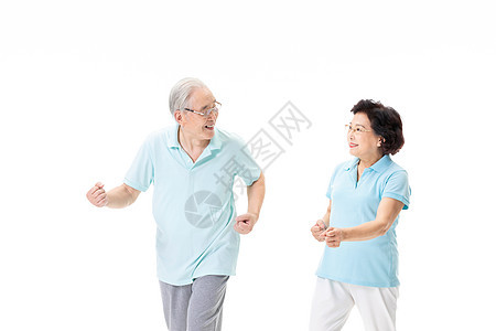 老年夫妇一起跑步图片