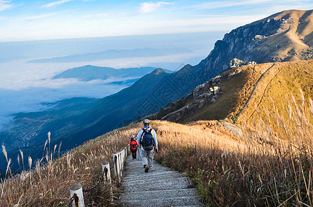 秋天登山秋季武功山重阳登高背景