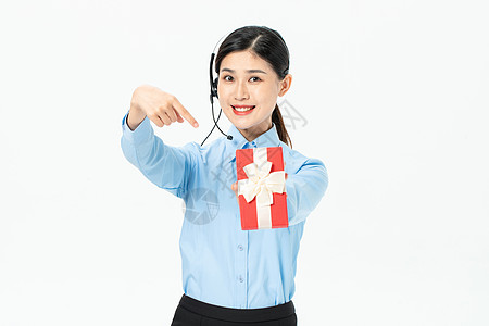 客服美女客服送礼物盒背景