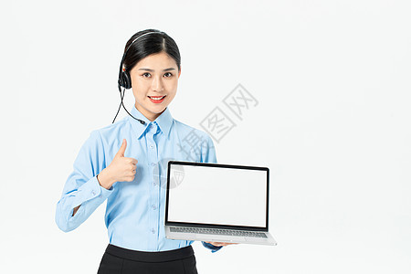 商务女性拿笔记本电脑图片