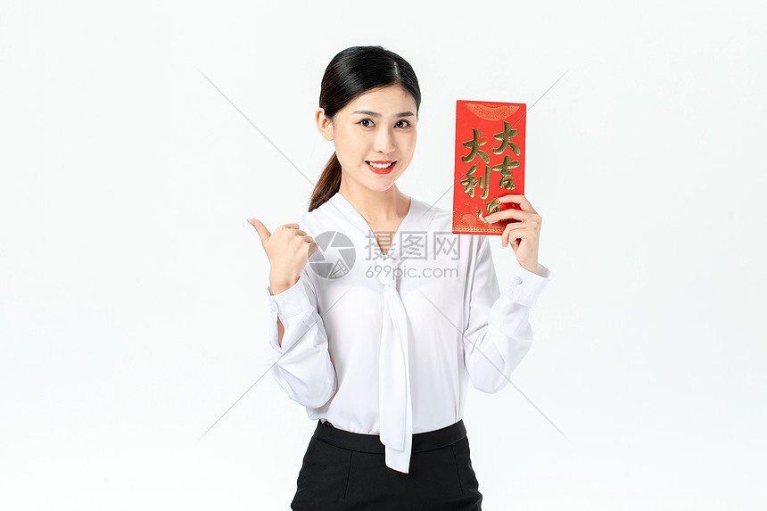 商务女性发红包图片