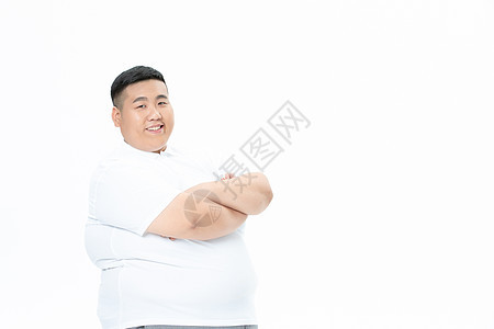 青年男性胖子形象手势图片