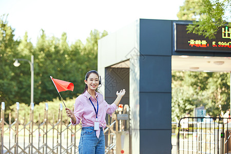 导游旗女导游形象背景