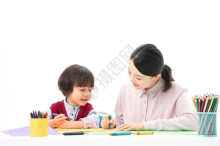 儿童幼教老师带学生画画图片