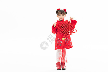 新年小女孩手拿中国节图片