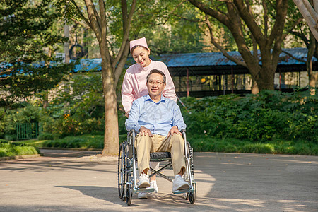 九九重阳护士户外照顾病人背景