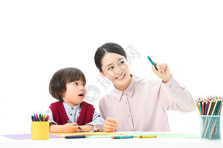 幼儿画画老师教学生画画背景