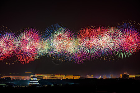 城市烟花北京天坛夜空中的烟花背景