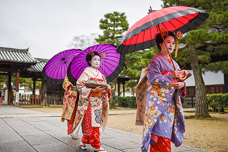 行走的日本和服女子出行旅行【媒体用图】（仅限媒体用图使用，不可用于商业用途）背景