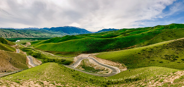 水墨山路新疆独库公路风光背景