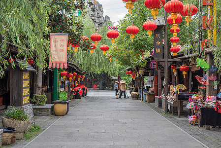 杭州乐园杭州宋城景区内街景背景