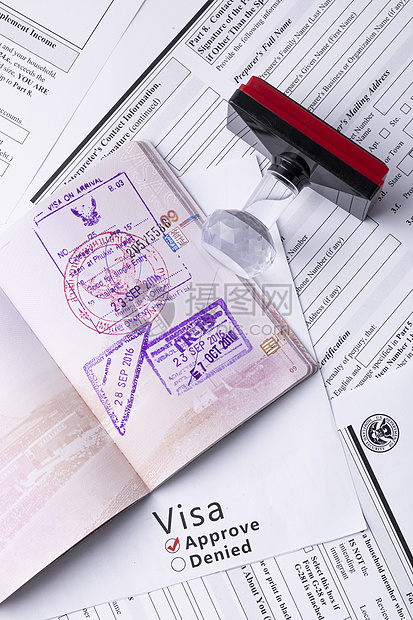 国外留学出国签证visa盖章图片