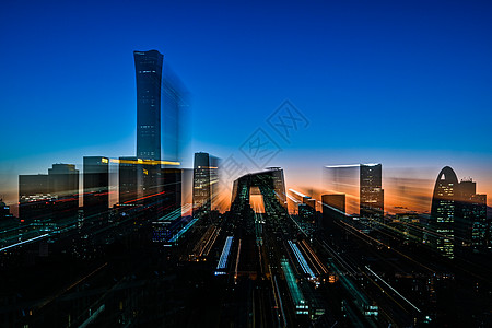 中国尊北京CBD城市夜景风光的建筑背景