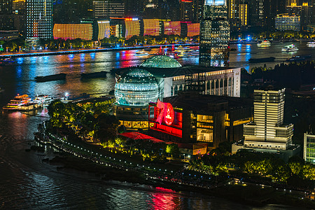 国庆红旗上海国庆70周年夜景背景