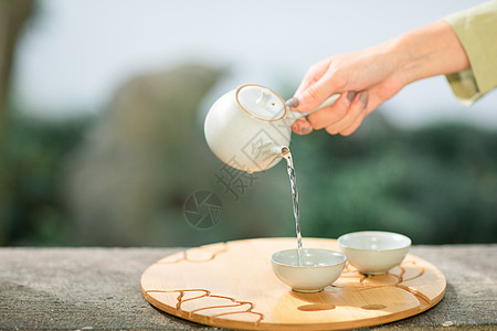 古典旗袍美女古风素衣美女泡茶背景