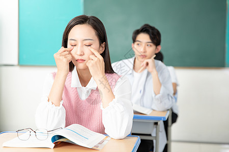 学生做眼保健操青年男女复习考研背景