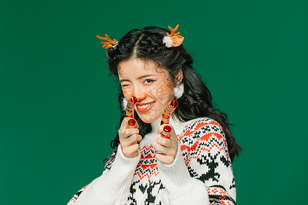 化妆经销商圣诞节糜鹿妆美女背景