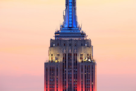曼哈顿帝国大厦美国纽约黄昏帝国大厦特写背景