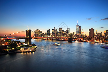 美国景点美国纽约曼哈顿布鲁克林大桥夜景背景