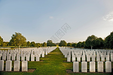 墓地中的白色墓石图片