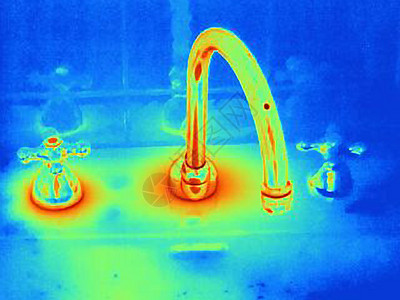 显示冷热水龙头热效应的水槽图片