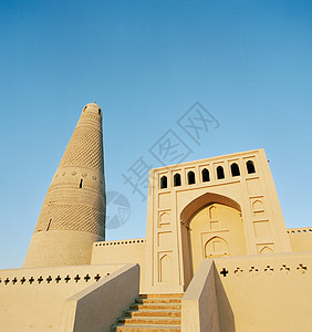 中国新疆吐鲁番丝绸之路emin尖塔和清真寺高清图片