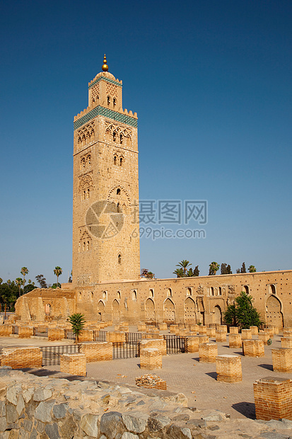 摩洛哥马拉喀什清真寺的尖塔图片