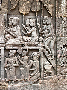 柬埔寨暹粒吴哥窟拜翁寺的浅浮雕图片