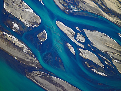 冰岛南部Thjorsa河鸟瞰图图片