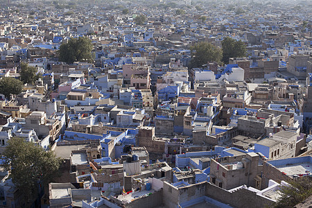 印度拉贾斯坦邦焦特布尔蓝色城市鸟瞰图图片