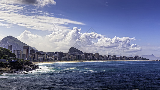 巴西樱桃巴西里约热内卢伊帕内玛海滩和海洋景观背景