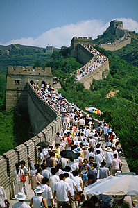 虎山长城中国长城上的人们背景