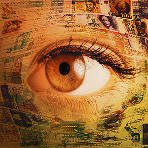 钞票中的眼睛背景图片