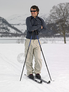 休息的滑雪者图片