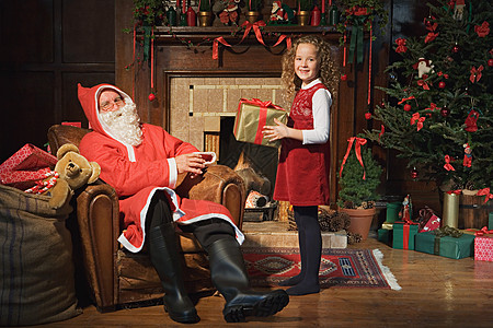 圣诞老人地址送女孩礼物的圣诞老人背景
