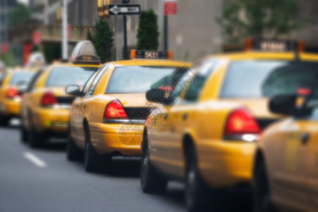美国出租车黄色出租车排队背景