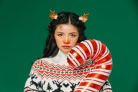 圣诞节快乐海报高清图片圣诞老人和雪人麋鹿高清图片甜美女性清纯可爱