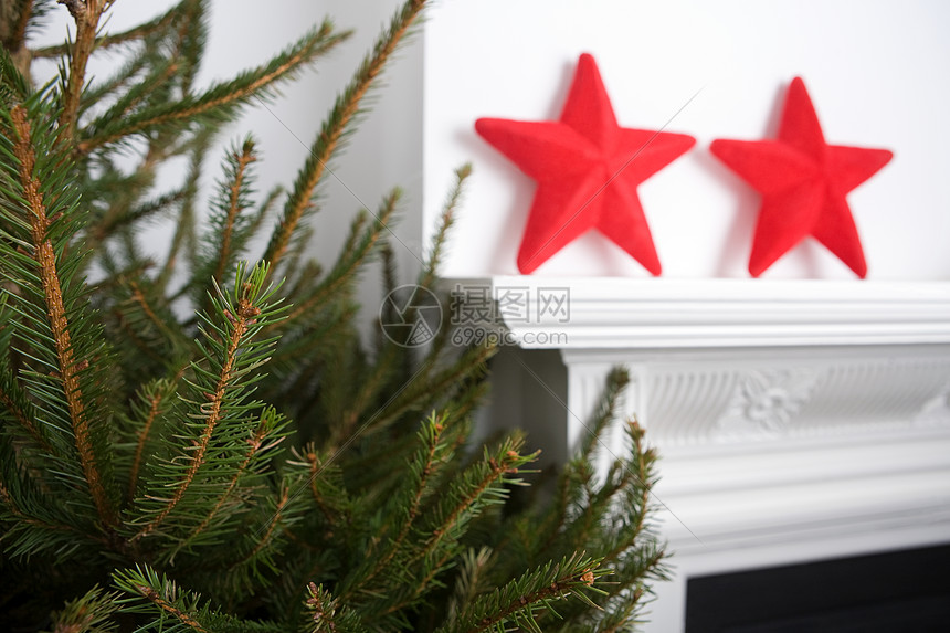圣诞树和星星圣诞装饰品图片