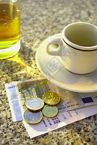 咖啡和欧元图片