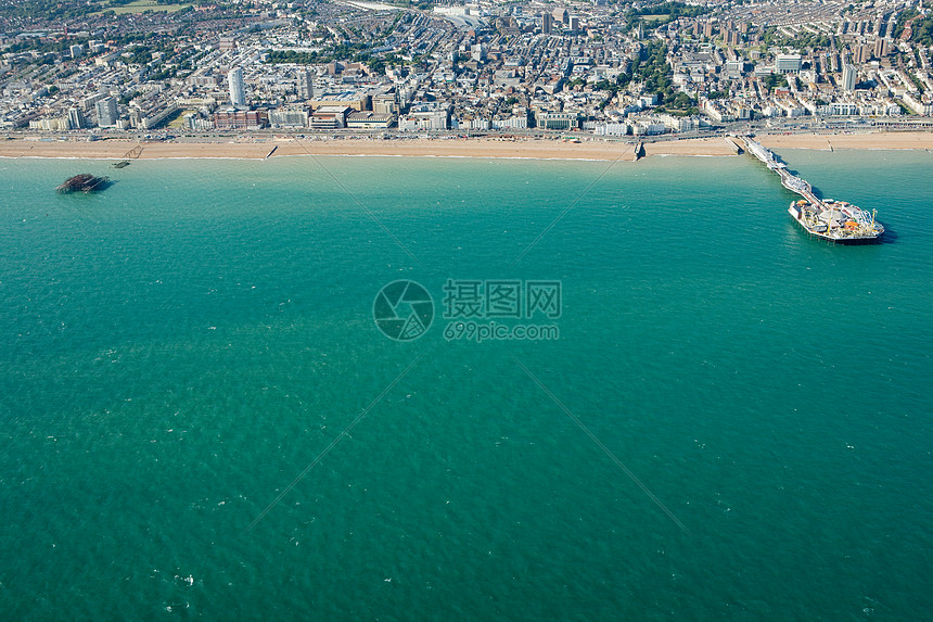 布莱顿海岸鸟瞰图图片