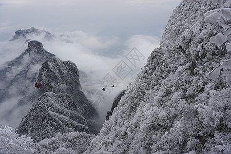 桌山索道中国张家界天门山雪景索道背景