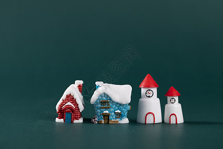 圣诞雪房子模型背景图片