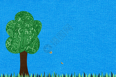 绿树映衬蓝天背景图片