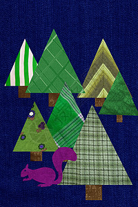 三角形的树和松鼠背景图片