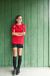 女足球运动员的肖像图片