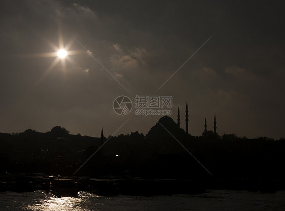 土耳其伊斯坦布尔清真寺轮廓图片