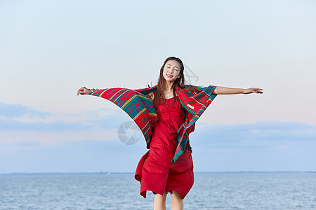 海边美女背景